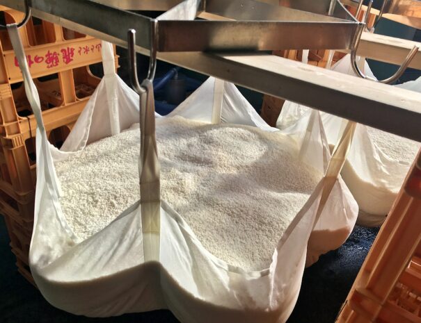 Steamed rice in the white bag